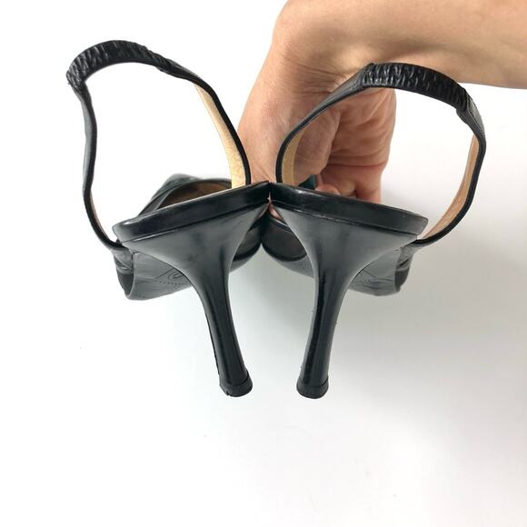 Vintage Chanel CC Logo Leather and Mesh Pointed Toe Slingback Pumps 38 - Picture 8 of 10